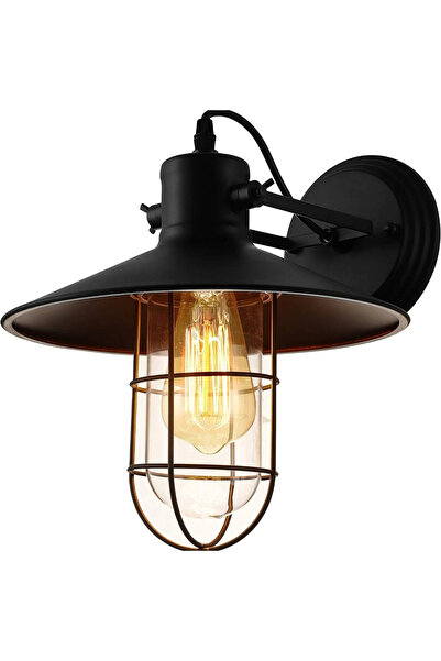 Choice مصباح جداري أسود بدون لمبة، بتصميم ريفي أمريكي صناعي عتيق، مصنوع من الحديد المطاوع، على شكل قفص طيور، مزود بإضاءة LED.