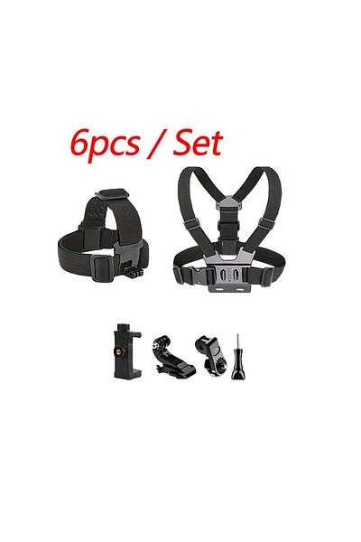 Choice 6PCs All-in-One 6pcs Action Camera Kit Head Strap Chest Strap Mount Adjustable for GoPro Phone Osmo