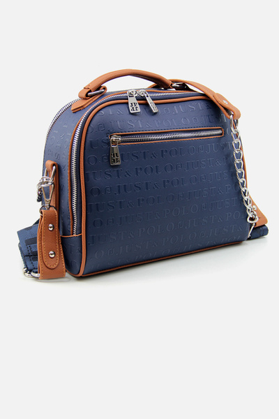 Just Polo New Season Medium Size 4 Compartment Women's Shoulder and Crossbody Bag Navy Blue Tan 24X29Cm Pbu4025