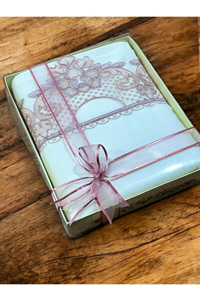 AYHANHOME Luxury Laced Boxed Velvet Hand Face Towel 50X90 cm Gift, Dowry Holder