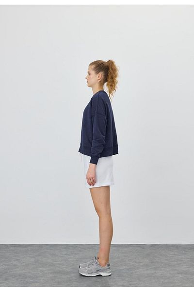 TUBİA Women's V Detailed Effect Navy Blue Short Sweatshirt
