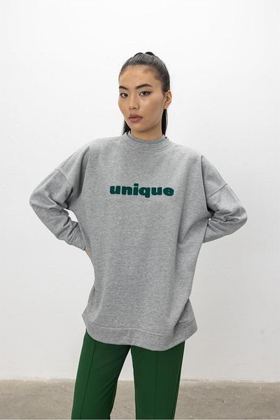 TUBİA Hanorac unic cu broderie gri Melange