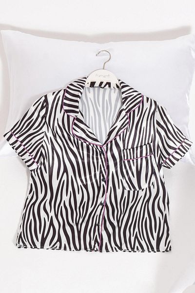 FOR YOU MODA Set of 5 Zebra Patterned Satin Pajama Shorts