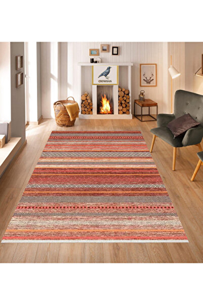 CROWBAN Kaymaz Taban Makinada Yıkanabilir Salon Halısı Mutfak Yuvarlak Halı B...