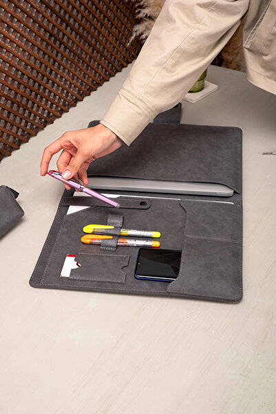 DK LEATHER MacBook Pro Air Pu Leather Laptop - 13, 13.3, 13.6, 14 Inch M1 M2 M3 Organizer Case Briefcase