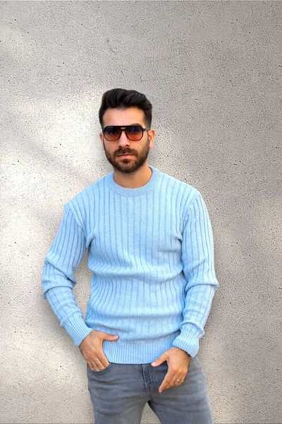 BİRBEYSTORE Ανδρικό πλεκτό πουλόβερ με λαιμόκοψη