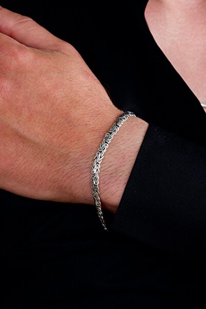 Ricco Jewellery 925 Ayar Gümüş Yassı Kral Oksitli Bileklik