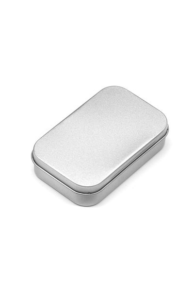 Choice M Silver Metal Rectangular Empty Mini Tin Box Tinplate Push Candy Pill Cases Bins Jar Hinged Contain