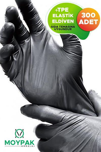 MOYPAK Tpe Plastic - Flexible and Durable Food Cleaning Gloves, Disposable, Large 300 Pieces