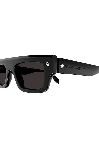 ALEXANDER MCQUEEN نظارات شمسية للجنسين Am0427s 001 52-21 إطار مستطيل من خلات أسود