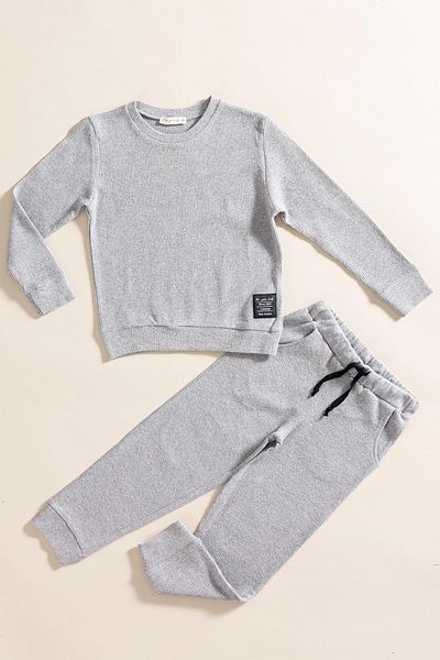 for you kids 2-Piece Cotton Dark Gray Top and Bottom Set