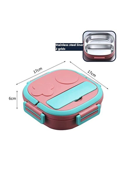 Choice صندوق غداء وردي اللون مزود بشبكتين قابلتين للتسخين من الفولاذ المقاوم ...