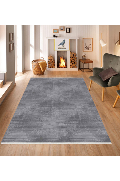 CROWBAN Kaymaz Taban Makinada Yıkanabilir Salon Halısı Mutfak Yuvarlak Halı B...