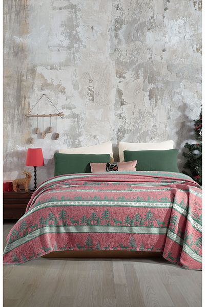 destinyhometex New Year Patterned 6 Layers Muslin Fringeless 230X250 Quilt