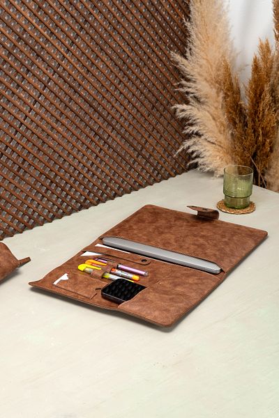 DK LEATHER Δερμάτινο φορητό υπολογιστή Macbook Pro Air Pu - 13, 13,3, 13,6, 14 ιντσών M1 M2 M3 Organizer Θήκη Χαρτοφύλακα