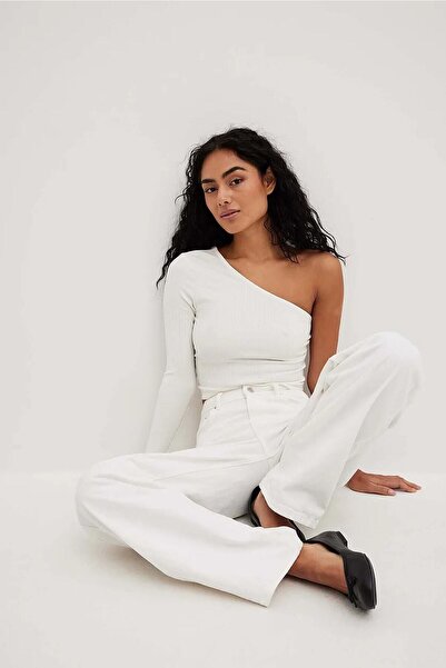 ÖZ PAMUK Блуза з одним відкритим плечем і довгими рукавами