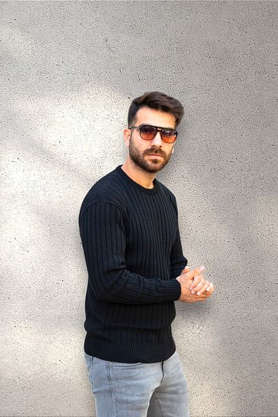 BİRBEYSTORE Ανδρικό πλεκτό πουλόβερ με λαιμόκοψη