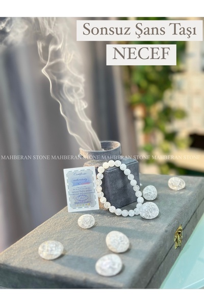 MAHBERAN STONE Sertifikalı Gerçek Necef Taşı Bileklik Doğal Taş Bileklik