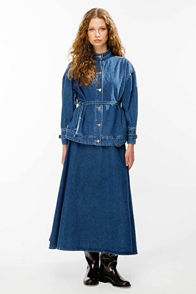 Hooopstore Denim Skirt Medium Blue Set