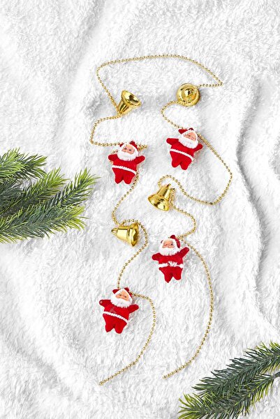 Patladı Gitti Set de decorațiuni pentru brad de Crăciun Ornament cu lanț Clopoței de Crăciun cu Moș Crăciun 150 cm