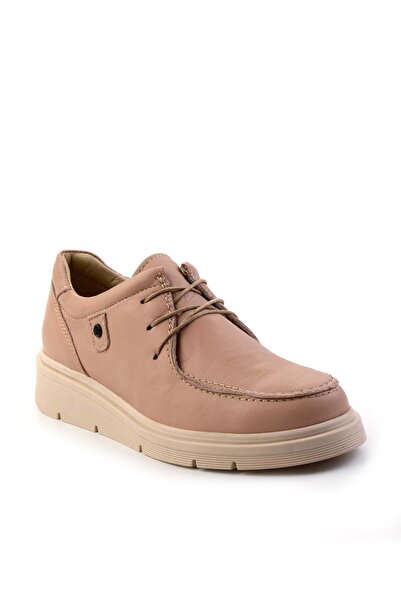 Bambi Bej Leather Kadın Loafer Ayakkabı K01034000203