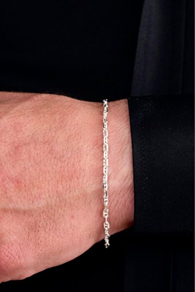Ricco Jewellery 925 Ayar Gümüş Barlı Forse Erkek Bileklik