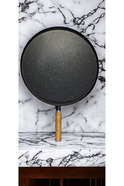 denizhomecollection Pancake and Flatbread Pan 36 cm Wooden Handle