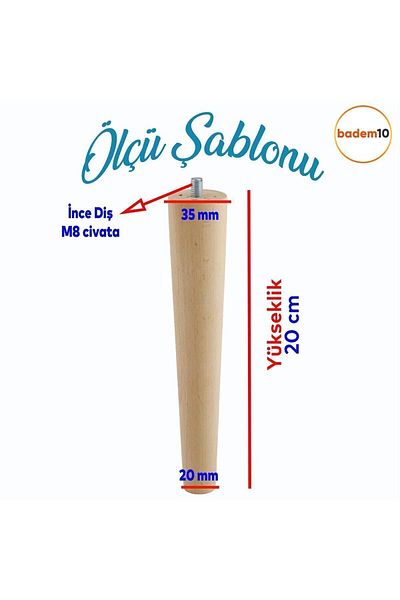 Badem10 Lemn (20 CM) Puf Consolă Unitate TV Picior Picioare cu șurub M8