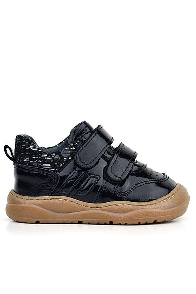 Rakerplus Schaggy Genuine Leather Shiny Black Baby Sneakers