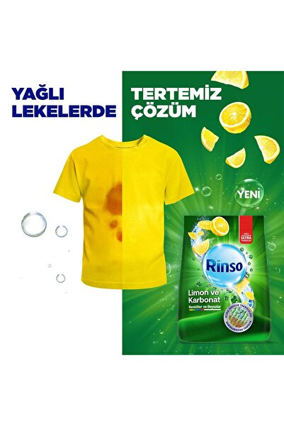 Rinso Toz Çamaşır Deterjanı Renkliler Ve Beyazlar Için Limon Ve Karbonat 8 Kg X2