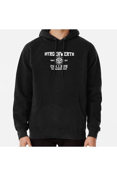 Hvit Stein Суитшърт с щампа на колежа Byrgenwerth (с бял текст)