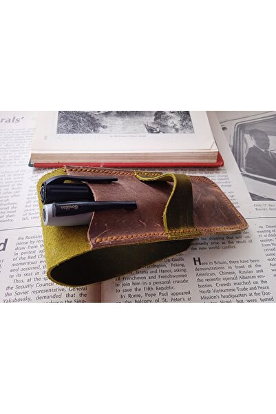 Mahfuz Genuine Leather Handmade Special Pen Holder for Your Pens Pencil Box 27 X 6 cm 24U4