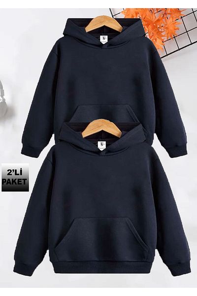 twins tailors Унисекс суитшърт с качулка, 2 броя, без принт, от полар отвътре