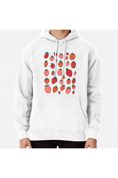 Hvit Stein Φούτερ με στάμπα Strawberry Lover
