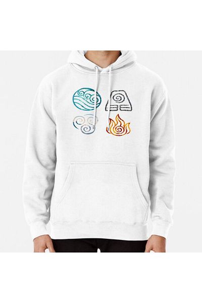 Hvit Stein Avatar the Last Airbender Element Symbols Φούτερ με στάμπα