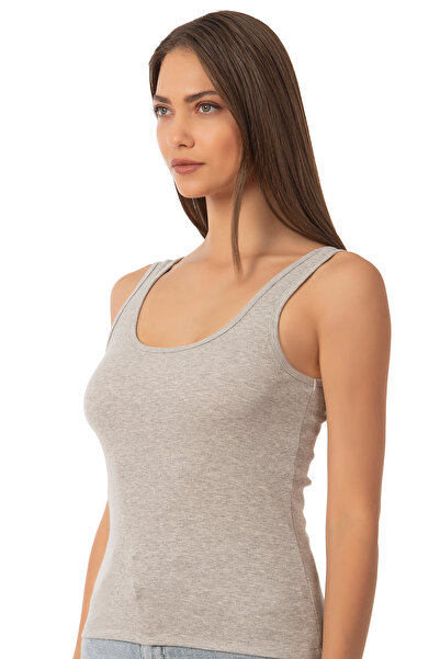 ÖZKAN underwear Özkan 26815 - Women's Soft Cotton Corded Undershirt Blouse, Flexible and Thick Strap