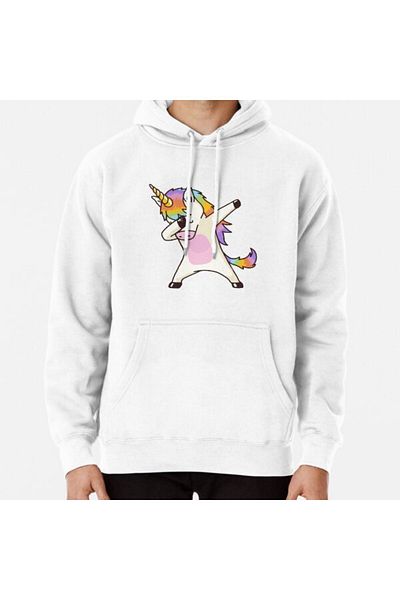 Hvit Stein Dabbing Unicorn Shirt Hip Hop Dab Pose Printed Sweatshirt