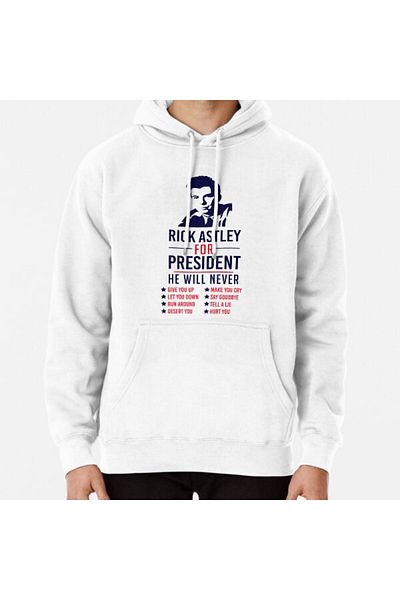 Hvit Stein Φούτερ με στάμπα Rick Astley For President