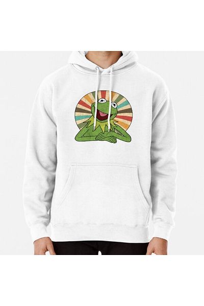 Hvit Stein Hanorac vintage cu imprimeu Kermit The Frog