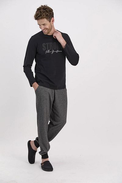 Arnetta Men's Black Long Sleeve Pajama Set - Strong