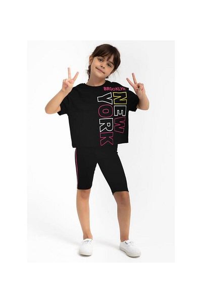 ROLY POLY 2775 Black Cotton Girls' Bermuda Suit