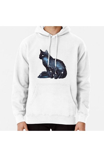 Hvit Stein Φούτερ με στάμπα Galaxy Cat