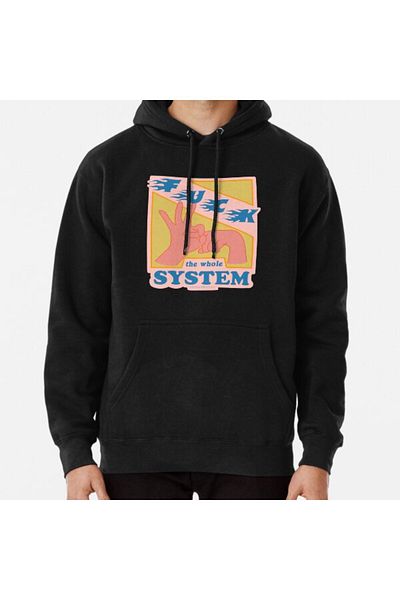 Hvit Stein F*ck The System - Суитшърт с щампа на прасковени пухчета