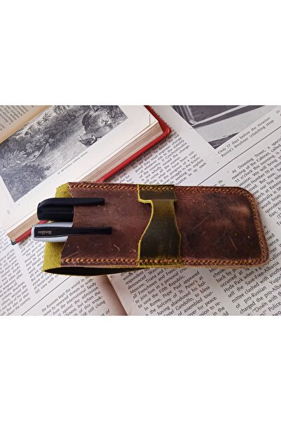 Mahfuz Genuine Leather Handmade Special Pen Holder for Your Pens Pencil Box 27 X 6 cm 24U4