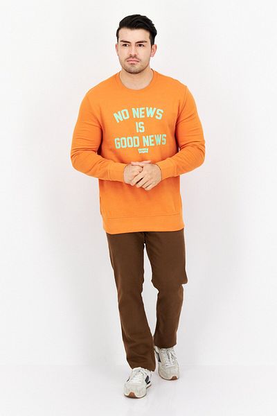 Levi's Men Crew Neck Graphic Long Sleeve Sweatshirt, Orange
