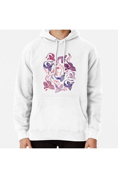 Hvit Stein Φούτερ με στάμπα Dragon fire pink και μωβ