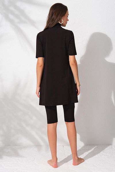 Pierre Cardin 231902   Costum de baie Hijab cu jumătate de mânecă cu model negru