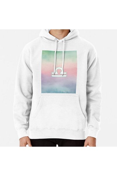 Hvit Stein Libra Zodiac Art Print - Celestial Balance and Serene Colors Printed Sweatshirt