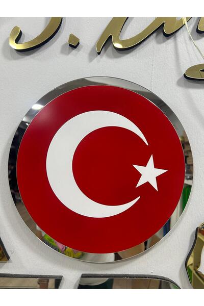 EHA LAZER KOPYA - Türk bayrak yuvarlak 30x30 cm