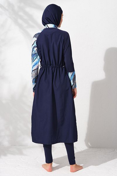 Pierre Cardin 231913   Set de costume de baie Hijab cu mânecă lungă și fermoar cu model bleumarin